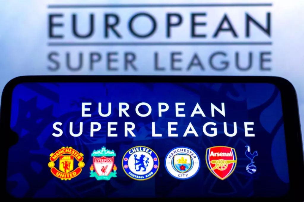 European Super League seen displayed on a smartphone screen