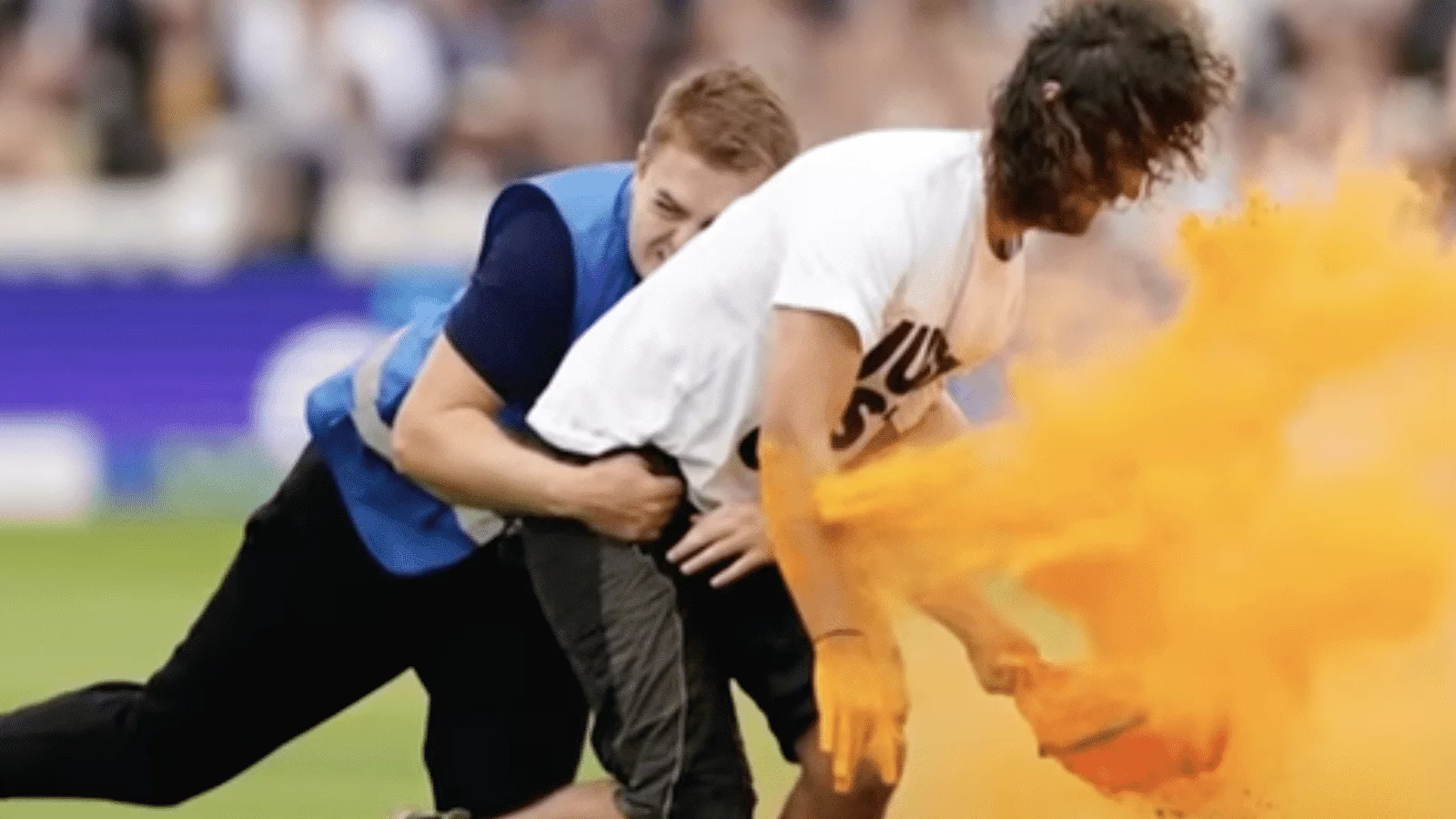 Ashes Test England player carries Just Stop Oil protester off pitch at Lord