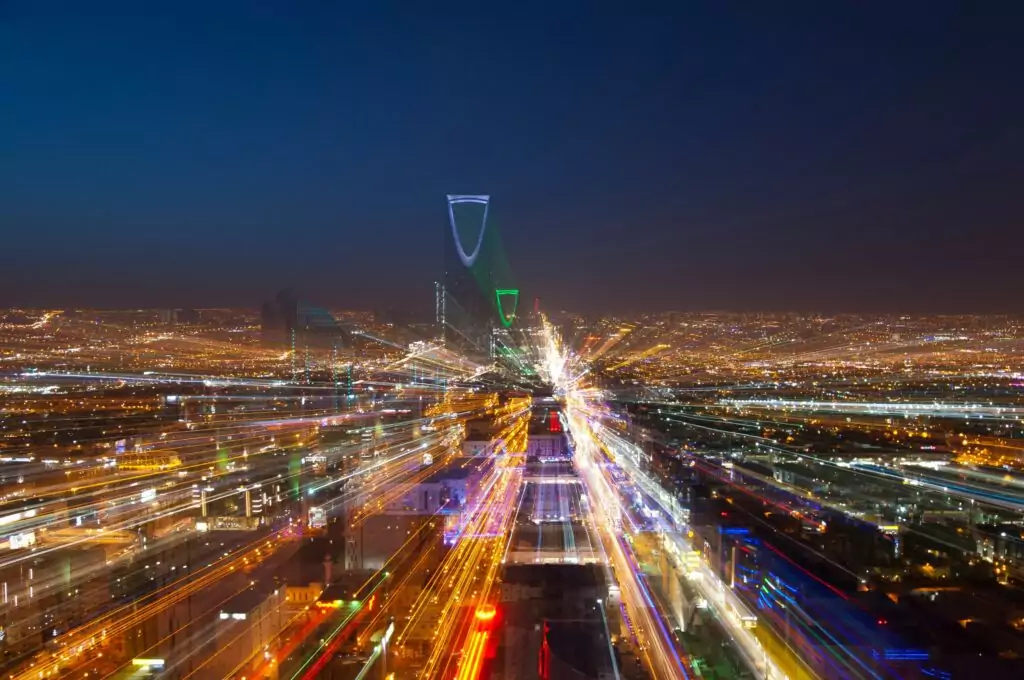 Saudi Arabia, Riyadh skyline at night