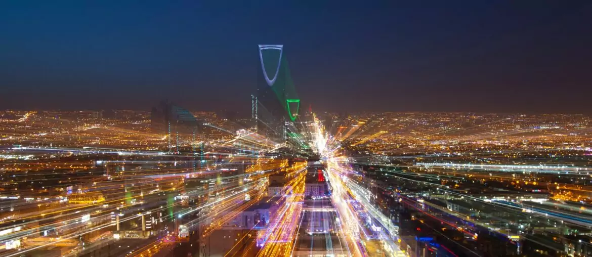 Saudi Arabia, Riyadh skyline at night