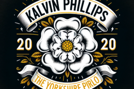A t-shirt featuring a white Yorkshire Rose with yellow accents, and the words 'Kalvin Phillips' and 'The Yorkshire Pirlo'