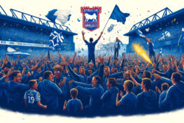Ipswich Town fans celebrating their return to the Premier League