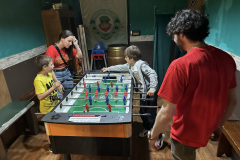 Playing foosball in Italy