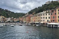 Portofino, Italy harbour and hill backdrop