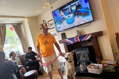Mark Stafford with Bolt watching Leeds United in the pub